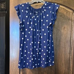 Blue Polka Dot Women's Top